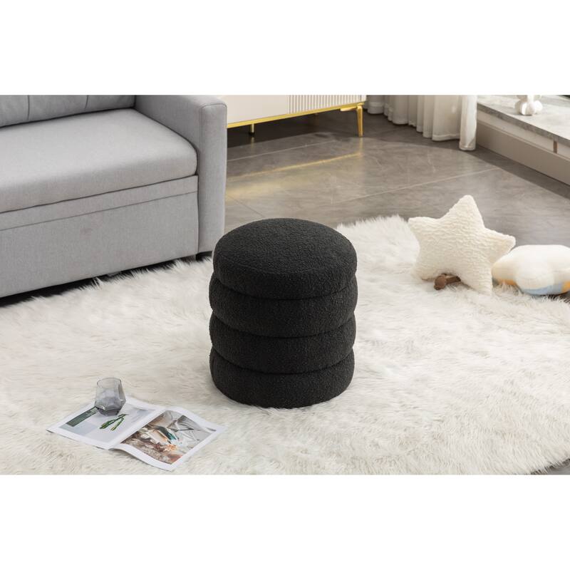 Velvet Round Footrest Ottoman