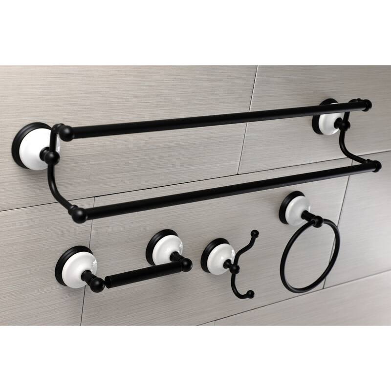 Victorian 4-Pieces Dual Towel Bar Bathroom Hardware Set