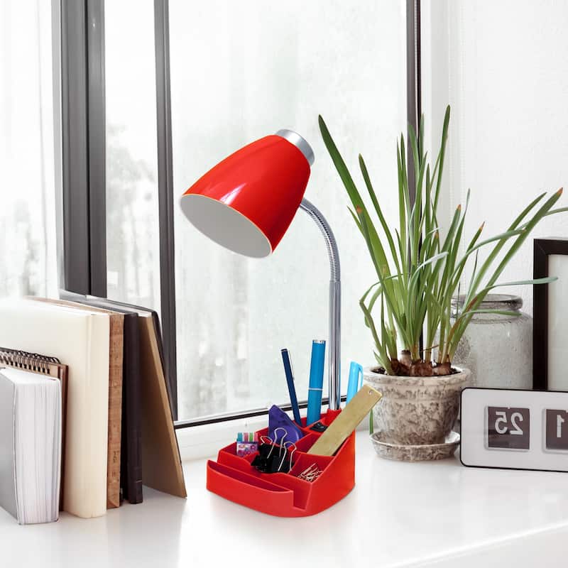 Gooseneck Organizer Desk Lamp with iPad Stand - 18.5" - Red