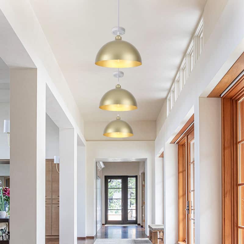 1 - Light 11.8" W Single Dome Pendant for Kitchen Island Dining Room (Set of 3) - W 11.81 in