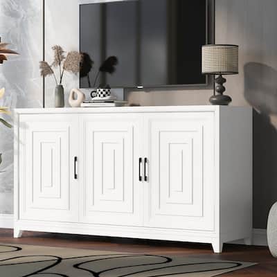 TV Stand for TVs up to 65 Inches, Modern Entertainment Center Media Console Cabinet with 2 Spacious Storage Space