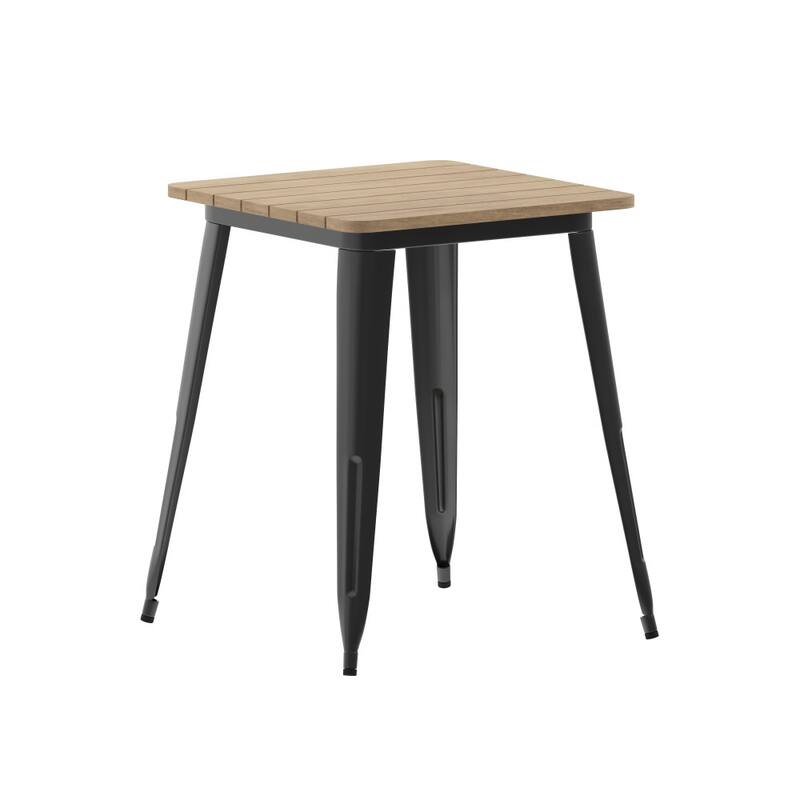 23.75" SQ Commercial Poly Resin Restaurant Table with Steel Frame - 23.5"W x 23.5"D x 30"H