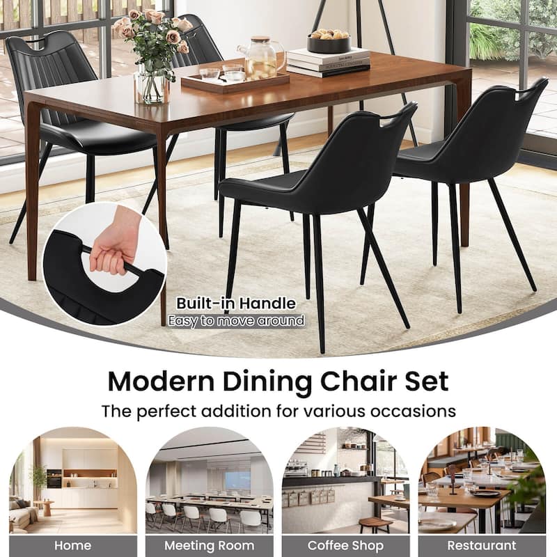 Costway Dining Chair Set of 4 Faux Leather Upholstered Kitchen Chairs - See Details