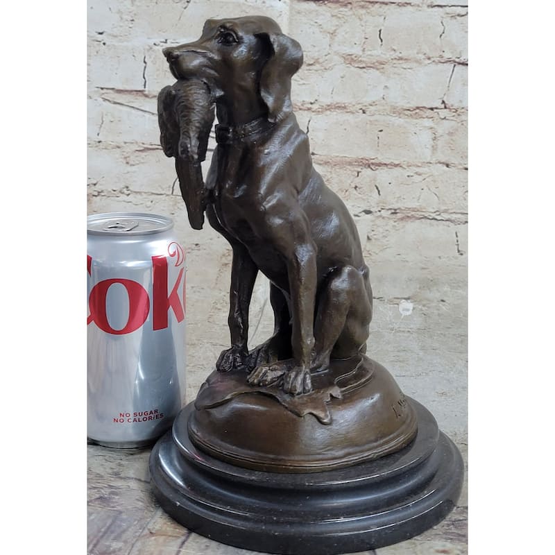 Moigniez Labrador Hunting Dog Duck Bronze Figurine Art Deco Animal Figure Decor