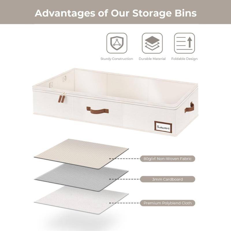 Underbed Storage,Fabric Organizers with Reinforced Handles & Label Holders,2-Pack