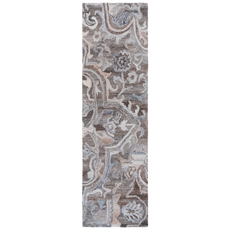 SAFAVIEH Handmade Marquee Nahla Rug - 2'3" x 8' Runner - Brown/Grey