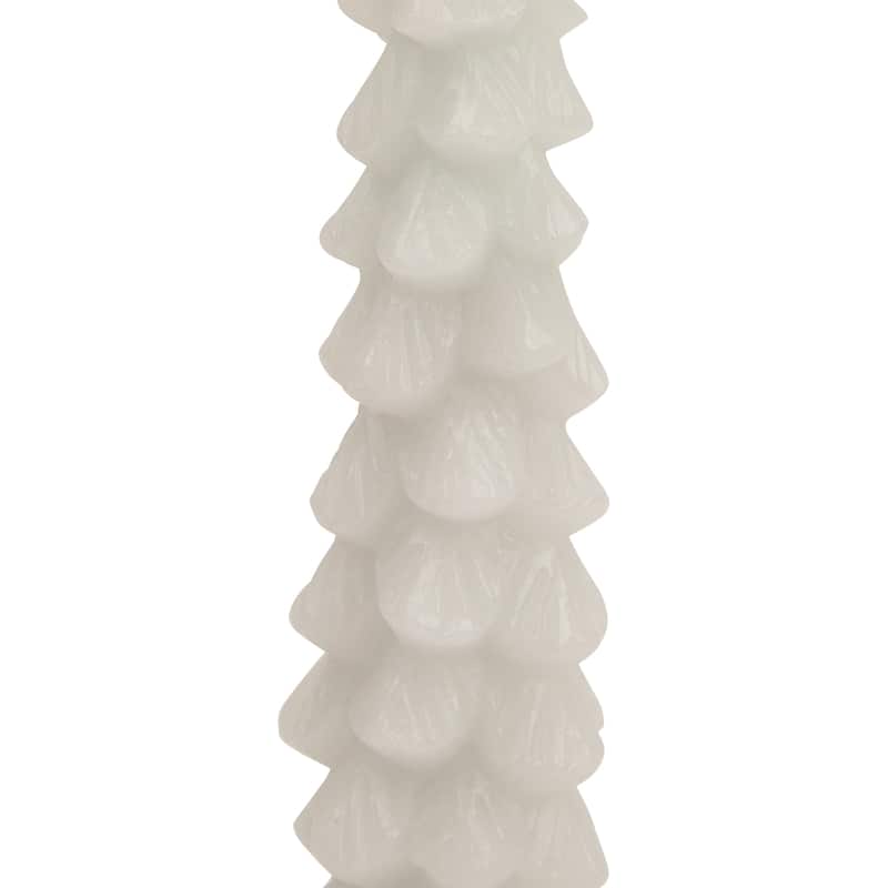 LED Flickering Flameless Wax Tapered Christmas Tree Candles - 9.75" - White - Set of 2