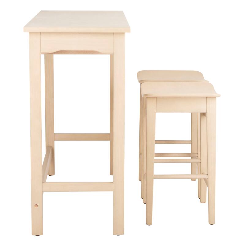 SAFAVIEH Neoma 3 Piece Pub Set - White Oak - 42.1" x 17.7" x 36.2" - 42Wx18Dx36H