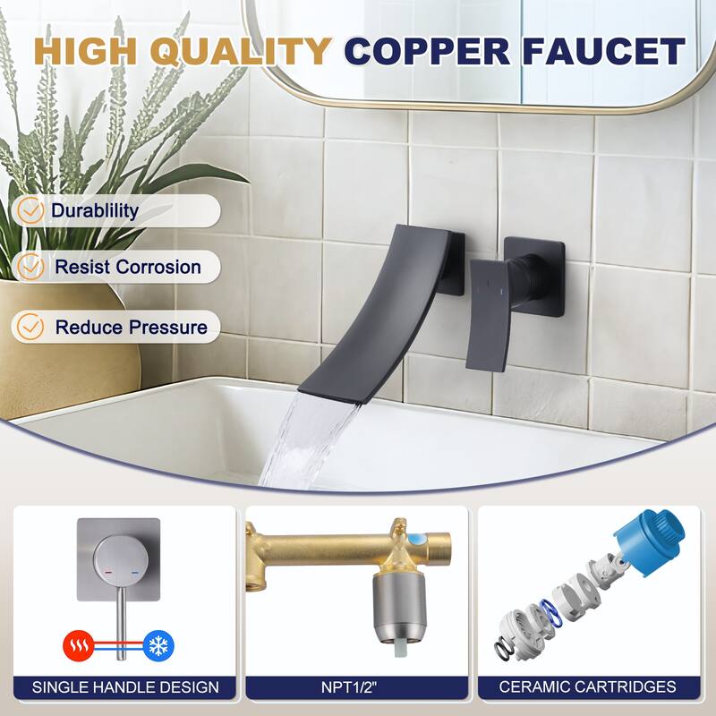 WOWOW Single Handle Wall Mounted Bathroom Basin Faucet