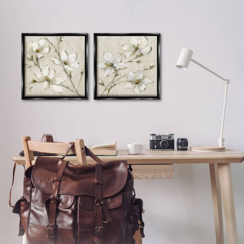Stupell Outstretched Dogwood Branches Framed Floater Canvas Wall Art Design By Sally Swatland (Set of 2)