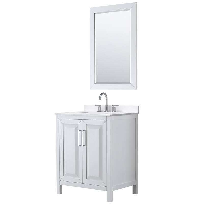 Wyndham Collection WCV252530S-QTZ-US3M24 Daria 30" Free Standing - White / White Quartz Top / Polished Chrome