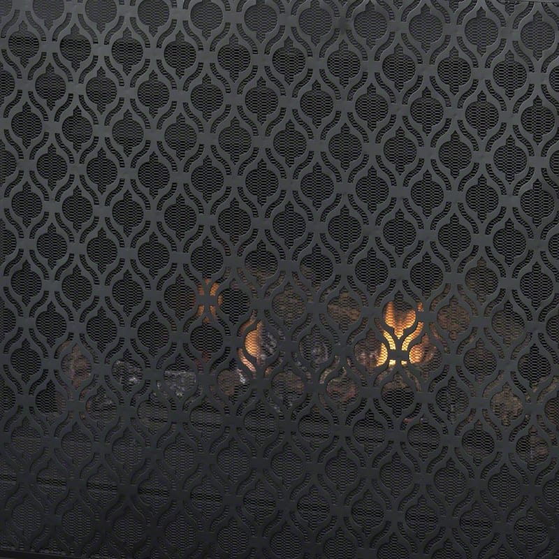 Roomfitters Modern Geometric Fireplace Screen, Single-Panel Design with Stylish Circle Patterns and Durable Mesh