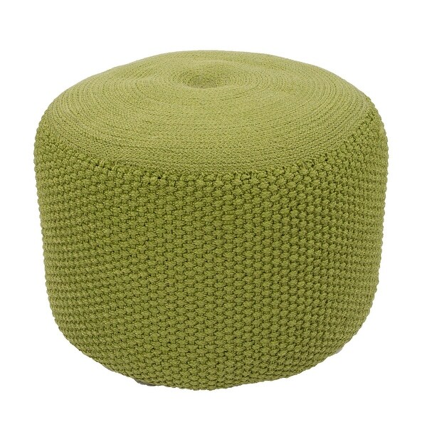 20" Lime Green Rustic Decorative Pouf Ottoman - N/A