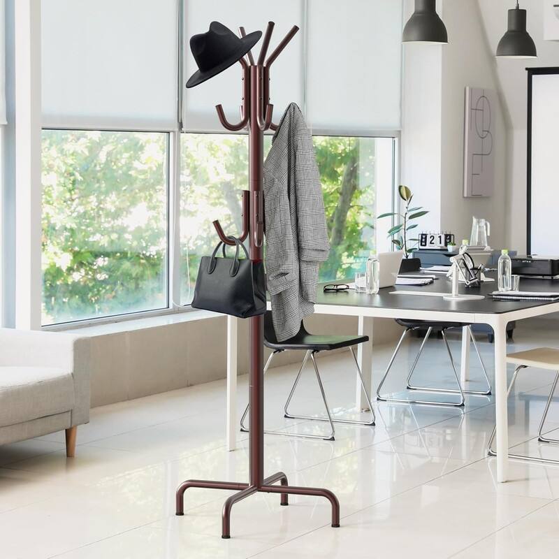 12 Hooks Standing Coat and Hat Hanger Organizer Rack