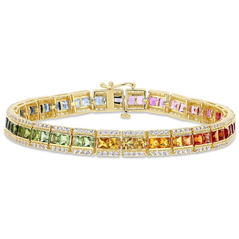 Miadora 14k Gold Multi-Color Gemstone and Diamond Bracelet - Champagne
