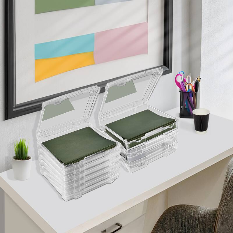 Sorbus 9-Piece Variety Pack Hanging File Organizer Bin, Interior 10"x12", Clear Plastic Stackable for Document Storage
