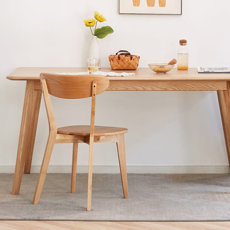 Wood Dining Chairs, Solid Oak Wood Chairs w/ Backrest & Seat