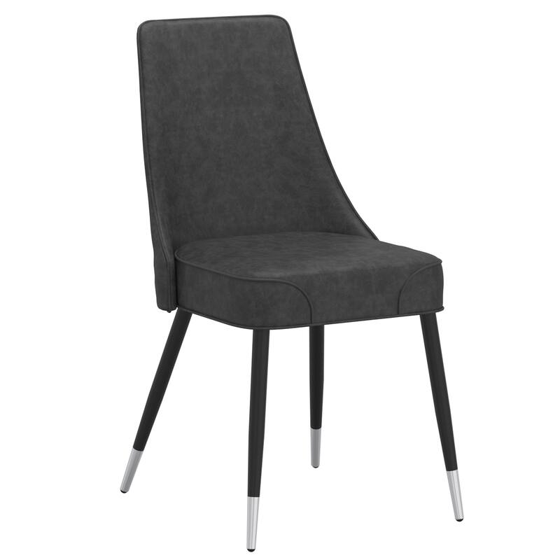Mid-Century Faux Leather and Metal Dining Chair, Set of 4 - Vintage Grey and Black - Grey