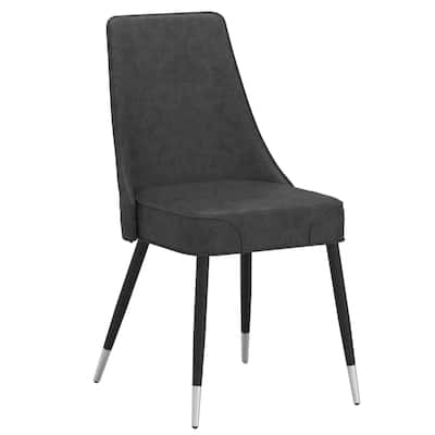 Mid-Century Faux Leather and Metal Dining Chair, Set of 4 - Vintage Grey and Black