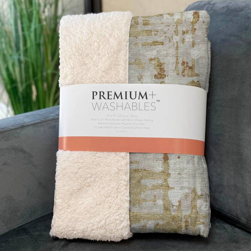Premium Machine Washable ASB76 Abstract Contemporary Sherpa Throw Blanket
