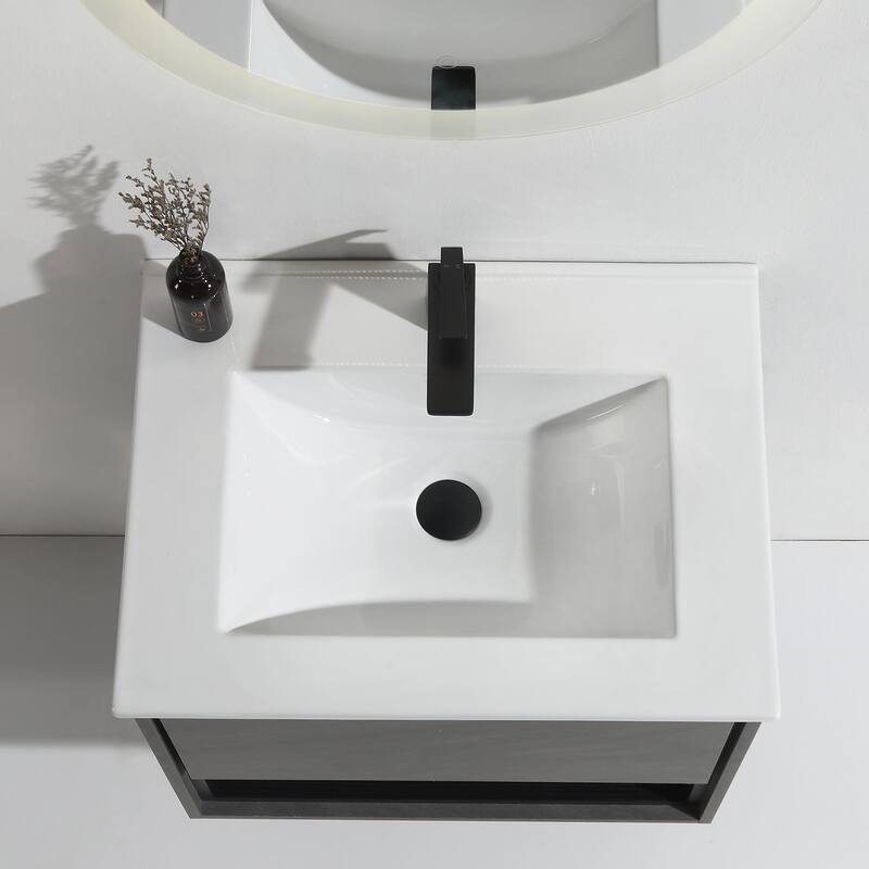 24"/30"/32"/36" Floating Bathroom Vanity Set with Ceramic Sink