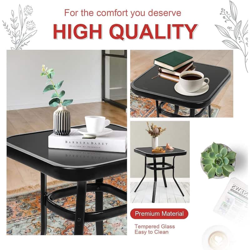 3-piece Outdoor Rocking Chair Chat Set with Side Table