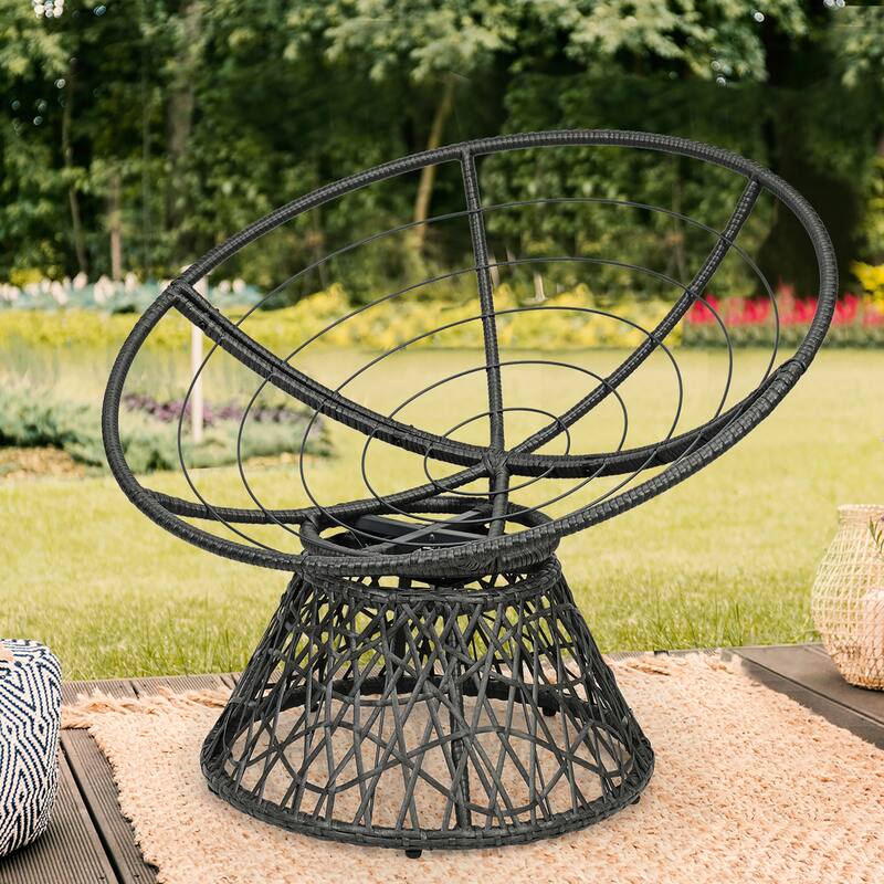 Costway Rattan Papasan Chair Ergonomic Chair 360-degree Swivel Soft