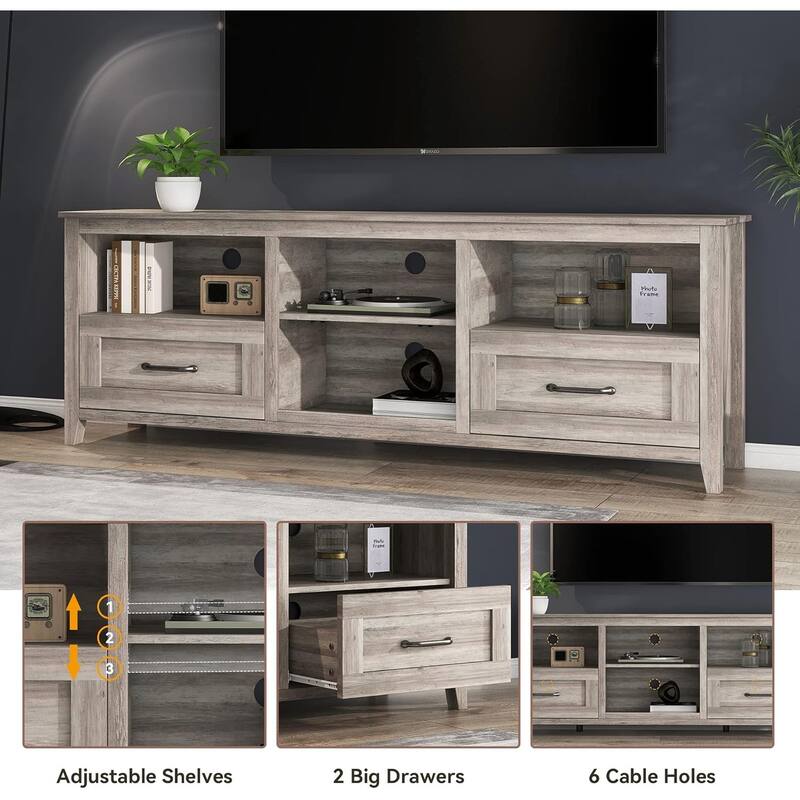 WESOME 70" Fireplace TV Stand Entertainment Center with 18'' Electric Fireplace