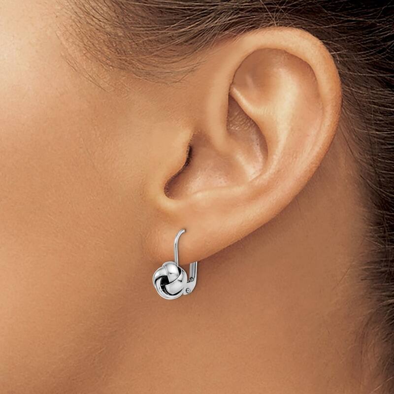Curata 14k Yellow, White or Rose Gold 13x9mm Polished Love Knot Lever Back Earrings