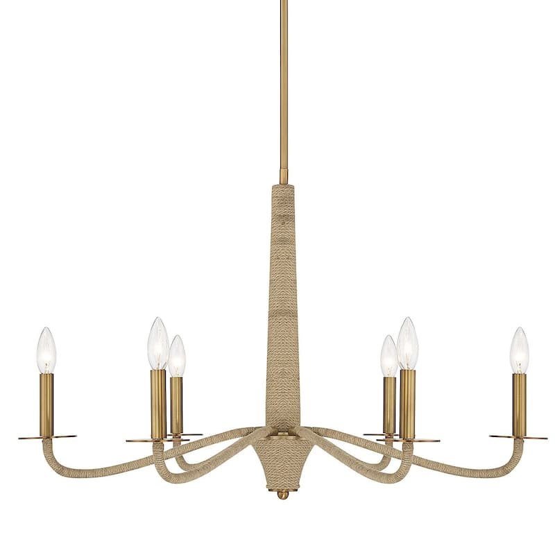 Savoy House 1-1824-6 Cannon 6 Light 32" Wide Chandelier - Warm Brass and Rope