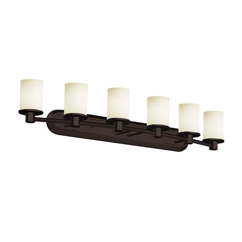 Fusion Rondo 6-Light Bath Bar, Opal Cylinder w/ Flat Rim Shade