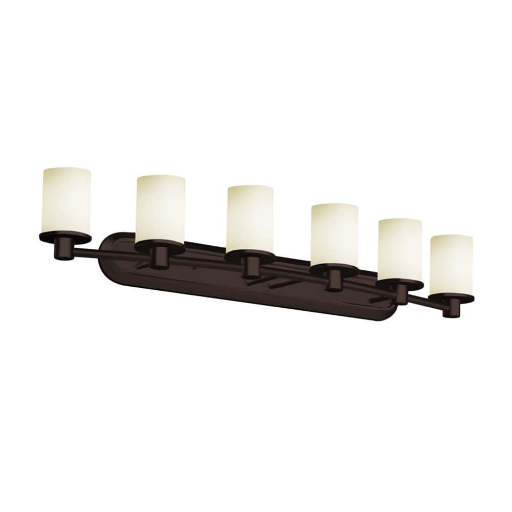 Fusion Rondo 6-Light Bath Bar, Opal Cylinder w/ Flat Rim Shade