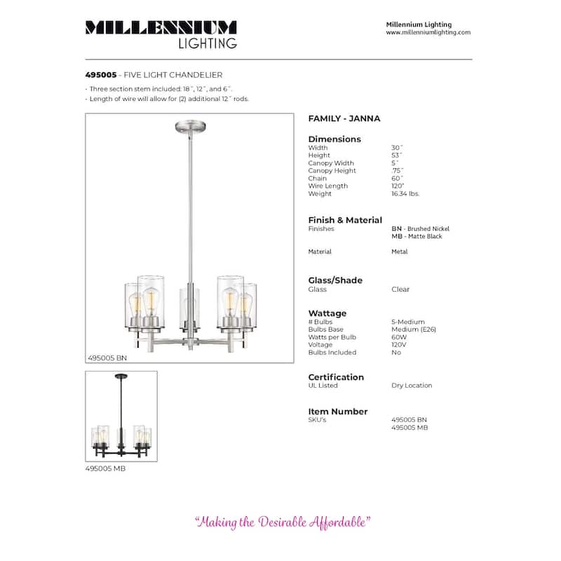 Millennium Lighting Janna Chandelier