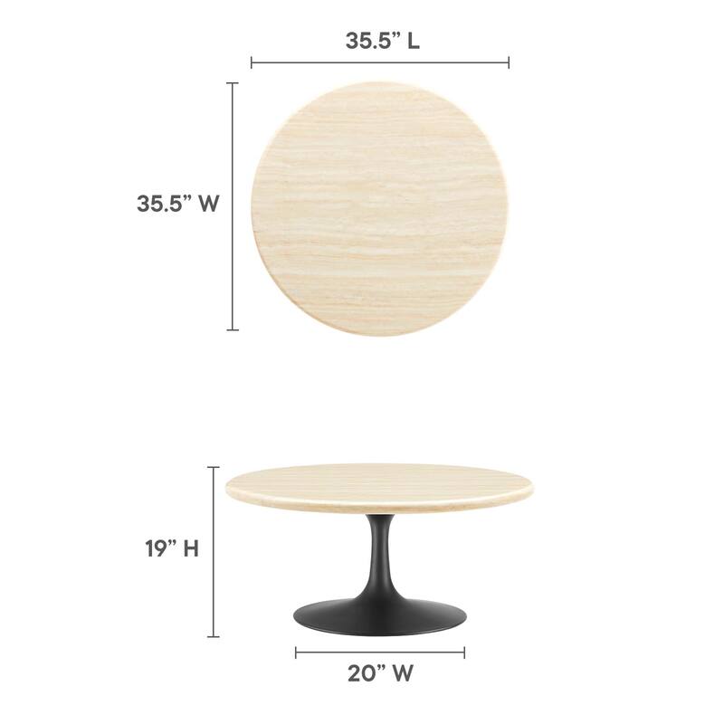 Lippa 36" Round Artificial Travertine Coffee Table