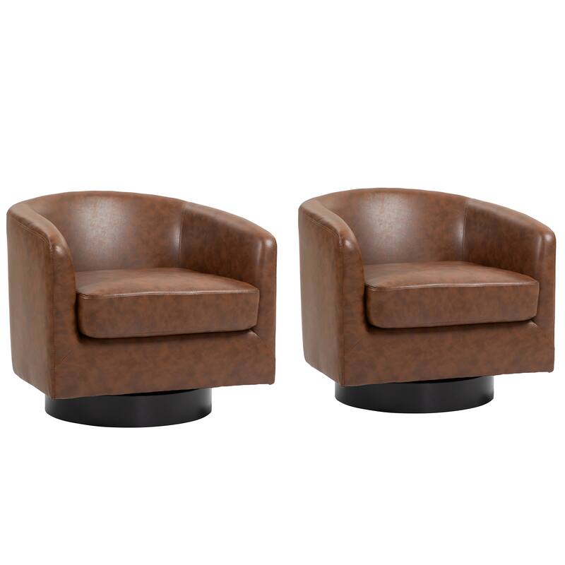 Modern Upholstered Swivel Barrel Club Arm Accent Chair for Living Room