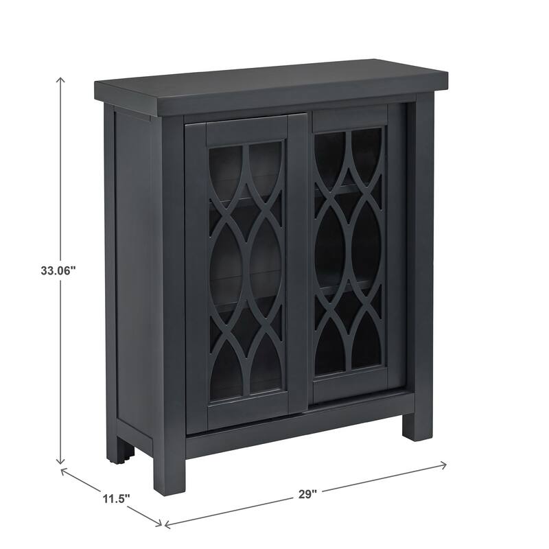 Glassell Geometric Glass Door Storage Cabinet with Adjustable Shelves by iNSPIRE Q Classic