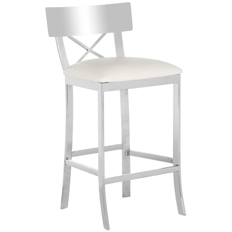 SAFAVIEH Peggie 35-inch Stainless Steel Cross Back Black Counter Stool - 17.5" x 18.5" x 35" - 18Wx19Dx35H