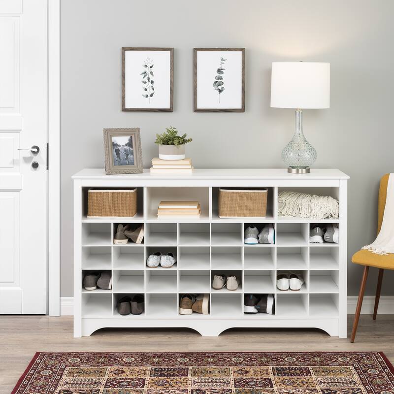 Prepac 60" Entryway Shoe Cubby Console - White