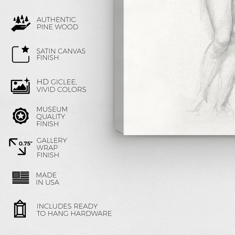 Wynwood Studio Canvas Classic and Figurative Nude Female Figure Black and Wall Art Canvas Print