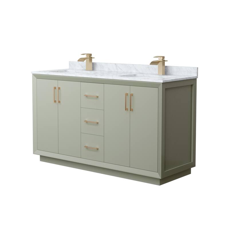Wyndham Collection WCF414160D-NAT-UNSMXX Strada 60" Free Standing - Light Green / Satin Bronze Hardware