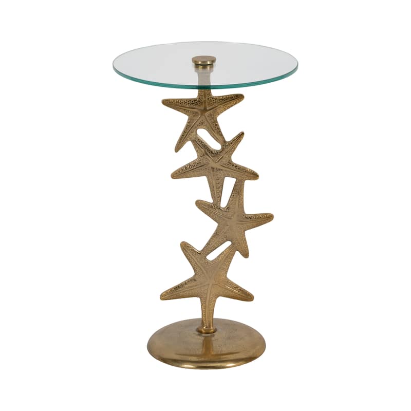 Sagebrook Home Coastal Accent Table Metal Aluminum Sculptural Starfish Base Nautical Inspired
