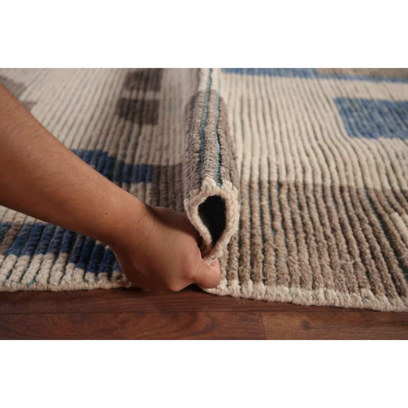 Contemporary Moroccan Abstract Area Rug Hand-Knotted Wool Carpet - 7'1"x 10'4"