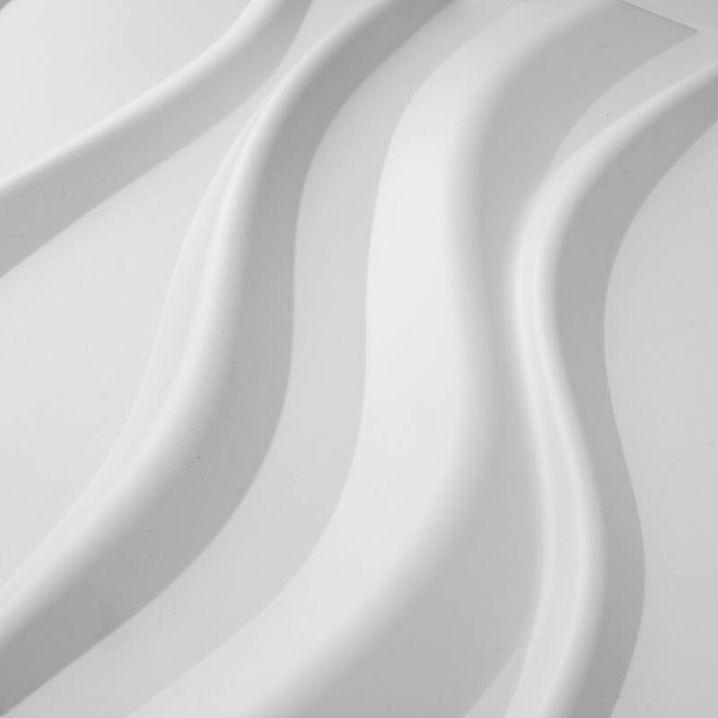 White PVC 3D Panel for Interior Wall Decor, Wavy Textured Tile,19.7 x 19.7in.(32 sq.ft/box) - N/A