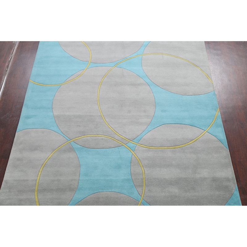 Circle Design Modern Oriental Wool Area Rug Hand-tufted Dotted Carpet - 8'0" x 10'0"