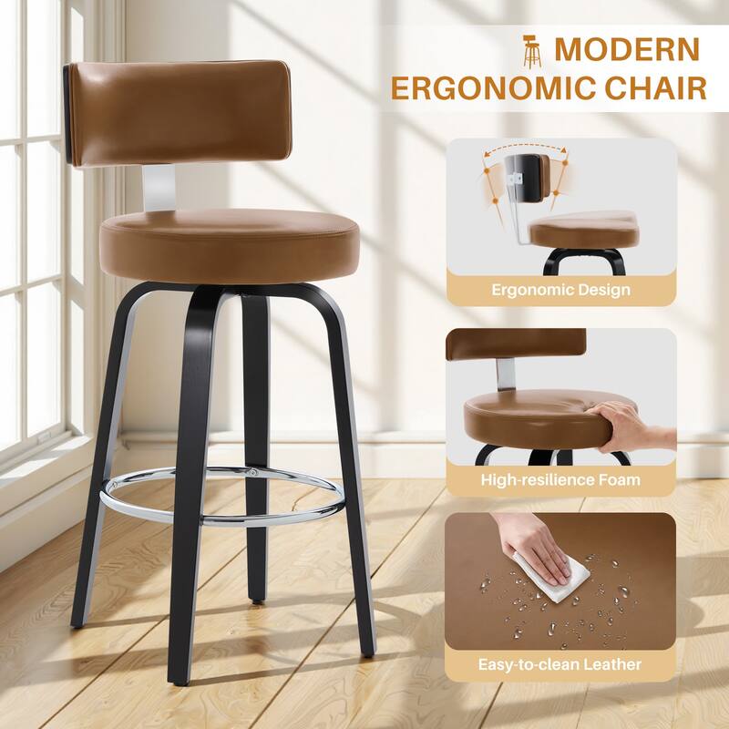 Upholstered Swivel Counter/ Bar Stools with T-Shaped Backrest