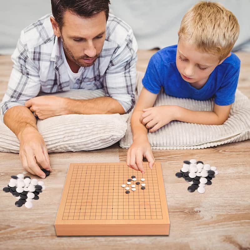 12-Inches Wooden Go Board Game Set with Drawers, Wood Go Game Board Set with Plastic Stones