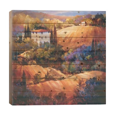 Evening Glow Tuscany Print On Wood by Nancy O'Toole - Multi-Color
