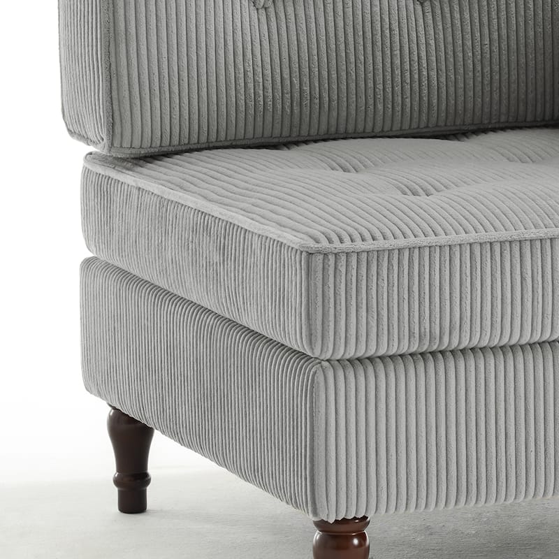 32.57" W Upholstered Corduroy Corner Accent Chair