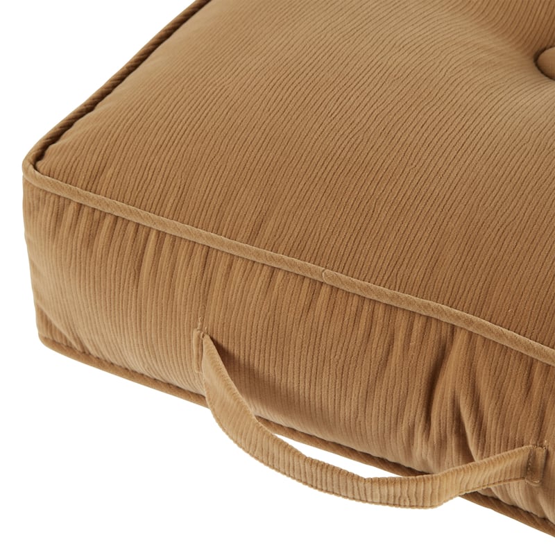Omaha Corduroy Microfiber 21-inch Square Floor Pillow in Buff