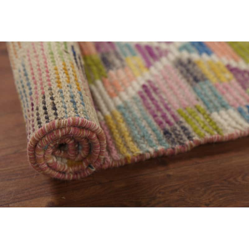Modern Trellis Moroccan Oriental Runner Rug Hand-Knotted Wool Carpet - 2'5"x 12'8"